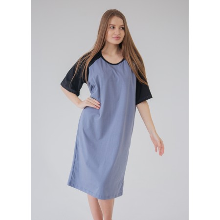 Ночная рубашка с секретом для кормления Полина Синяя